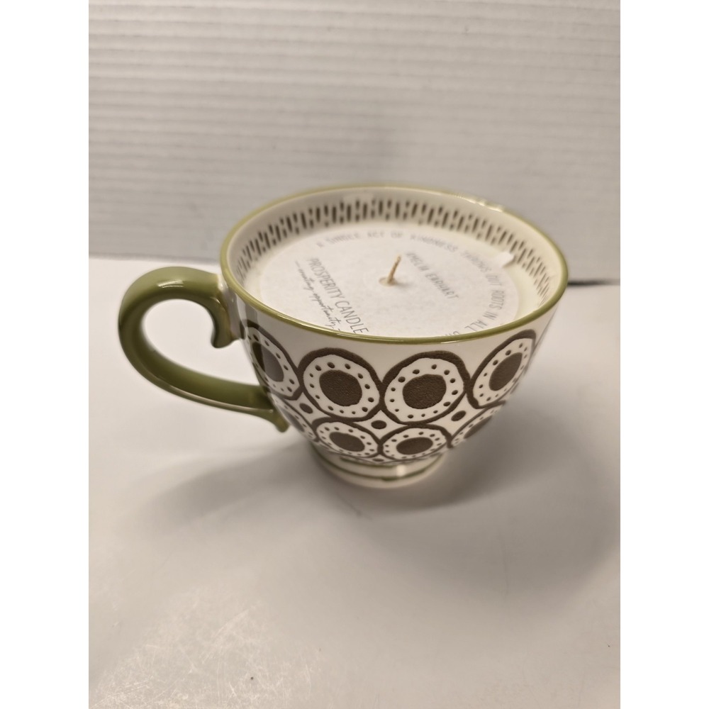 Prosperity Candle Flicker & Sip Chai Tea Candle Hand Painted Stoneware Mug Ivory